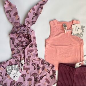 NWT Kate Quinn Baby Outfit 3–6M Bamboo Hoodie, Modal Tank & Ribbed Shorts